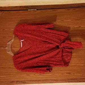 Red Polka-dot Ladybug Blouse, LUQ, Size M, Good Condition, $15